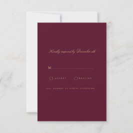 Elegante Script Gold & Burgund RSVP Card
