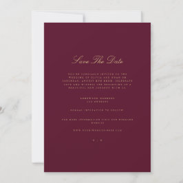 Elegante Script Gold & Burgundy Save the Date Card Ankündigung