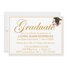 Elegante Script Gold Foil Graduation Party