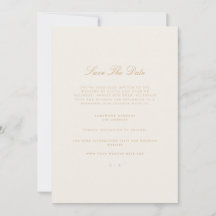 Elegante Script Gold & Ivory Save the Date Card