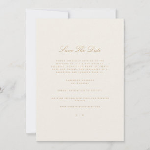 Elegante Script Gold & Ivory Save the Date Card Ankündigung