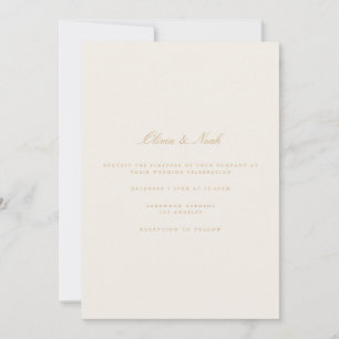 Elegante Script Gold Ivory Wedding Invitation Card Einladung