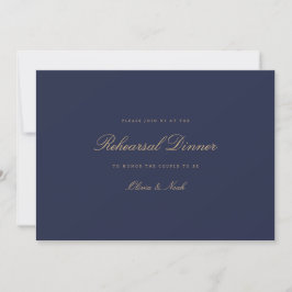Elegante Script Gold & Navy Probe Dinner Card Dankeskarte