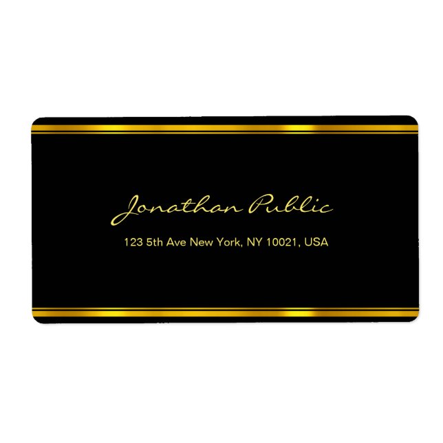 Elegante Script Gold Template Chic Lieferadresse (Vorne)