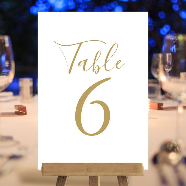 Elegante Script-Gold-Tischnummern Tischnummer (Elegant Script Gold Table Numbers)