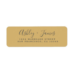 Elegante Script Gold Yellow Wedding Rücksendeadres