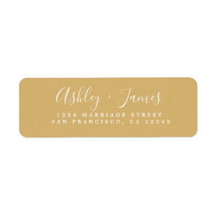 Elegante Script Gold Yellow Wedding Rücksendeadres