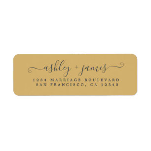 Elegante Script Gold Yellow Wedding Rücksendeadres