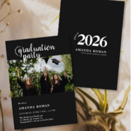 Elegante Script Graduation Party mit Foto Einladung