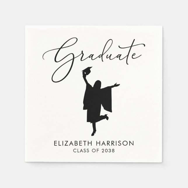 Elegante Script Graduation Party Serviette (Vorderseite)