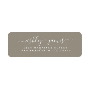 Elegante Script Gray Wedding Rücksendeadresse