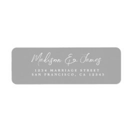 Elegante Script Gray Wedding Rücksendeadresse