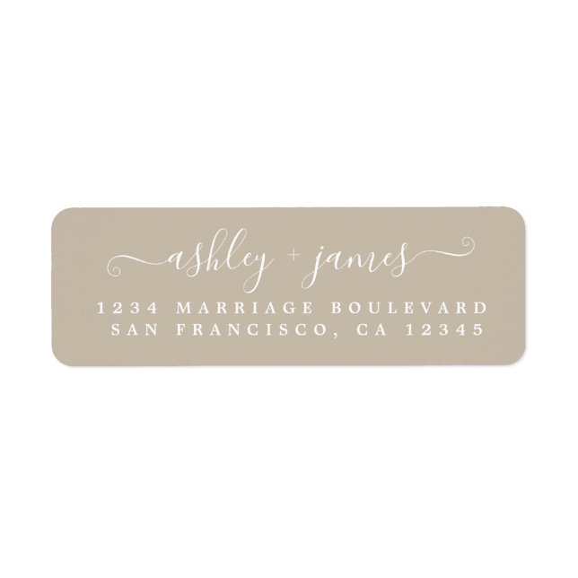 Elegante Script Gray Wedding Rücksendeadresse (Vorne)