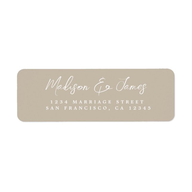Elegante Script Gray Wedding Rücksendeadresse (Vorne)