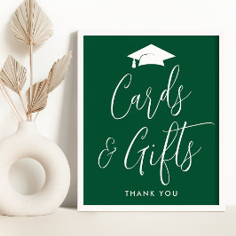 Elegante Script Green Abschluss Cards and Gifts Poster