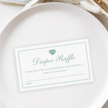Elegante Script Green Diaper Raffle Baby Dusche