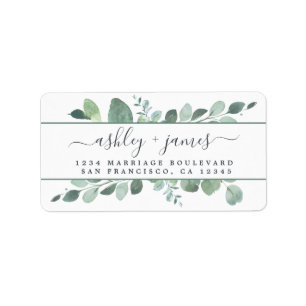 Elegante Script Greenery Wedding Rücksendeadresse Adressaufkleber