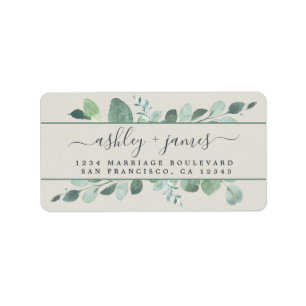 Elegante Script Greenery Wedding Rücksendeadresse Adressaufkleber