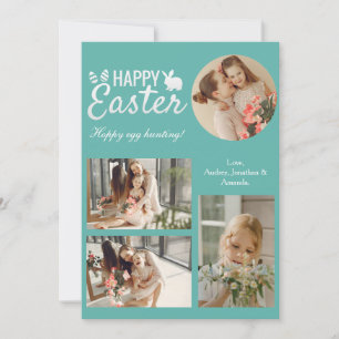 Elegante Script Happy Oaster Family Foto Collage Feiertagskarte