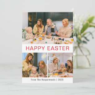 Elegante Script Happy Oaster Family Foto Collage Feiertagskarte