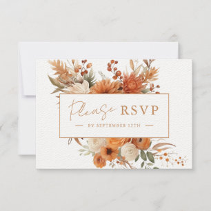 Elegante Script Herbst Botanische Blumenhochzeit RSVP Karte