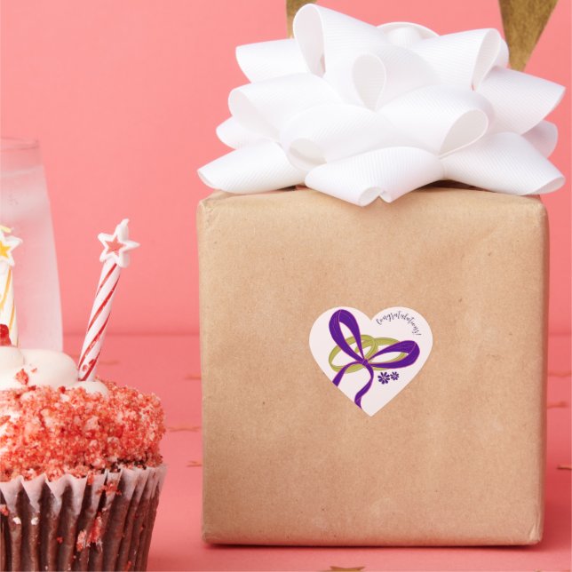 Elegante Script Herzlichen Glückwunsch zur Ehe Herz-Aufkleber (Party)