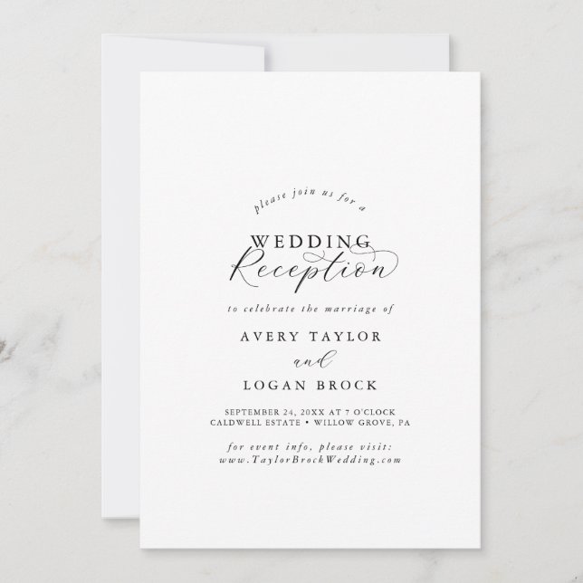 Elegante Script Hochzeitsempfehlung Einladung (Vorderseite)