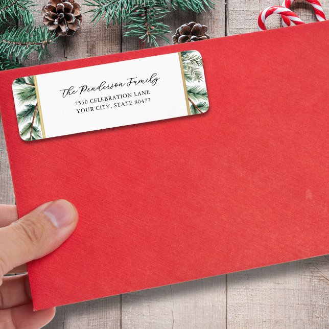 Elegante Script Holiday Pines Gold Frame Custom (Von Creator hochgeladen)