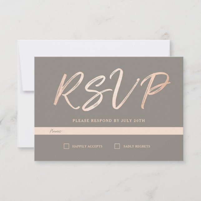 Elegante Script-Imitate Foil UAWG RSVP Karte (Vorderseite)