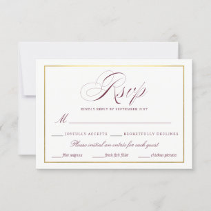 Elegante Script-Imitate Gold Burgundy UAWG Meals RSVP Karte