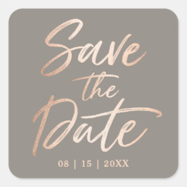 Elegante Script-Imitate Save the Date aufzeichnen Quadratischer Aufkleber