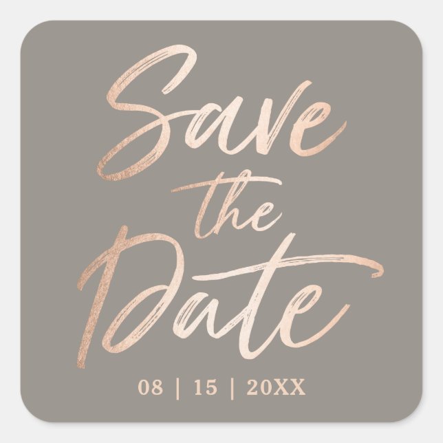 Elegante Script-Imitate Save the Date aufzeichnen Quadratischer Aufkleber (Vorderseite)