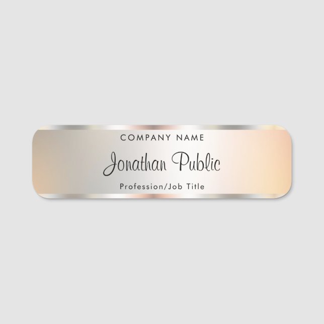 Elegante Script-Imitate Silver-Vorlage Handgeschri Namensschild (Vorderseite)