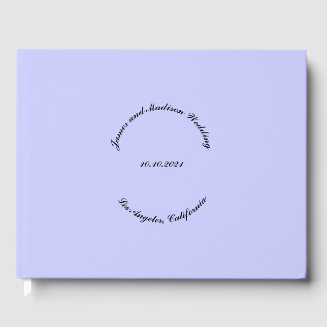 Elegante Script Individuelle Name Date Lavender Ho Gästebuch (Vorderseite)