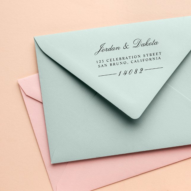 Elegante Script-Individuelle Name Hochzeit-Rücksen Gummistempel (Von Creator hochgeladen)