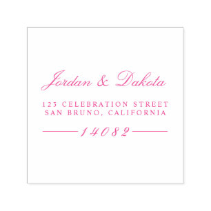 Elegante Script-Individuelle Name Hochzeit-Rücksen Permastempel