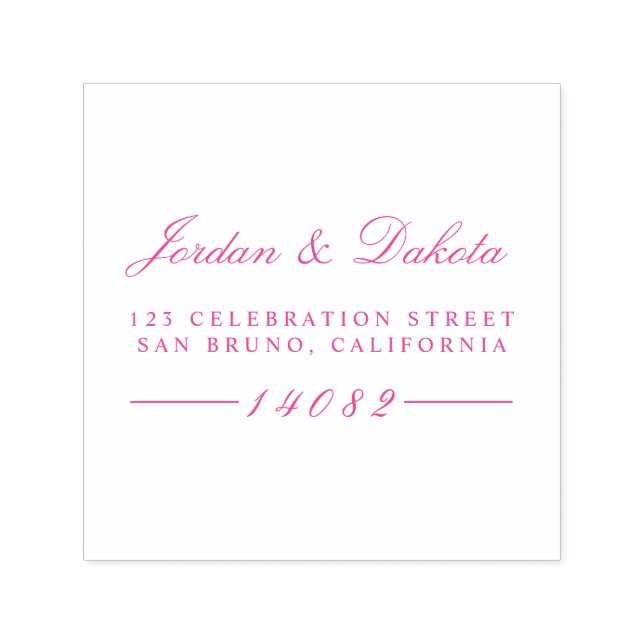 Elegante Script-Individuelle Name Hochzeit-Rücksen Permastempel (Design)