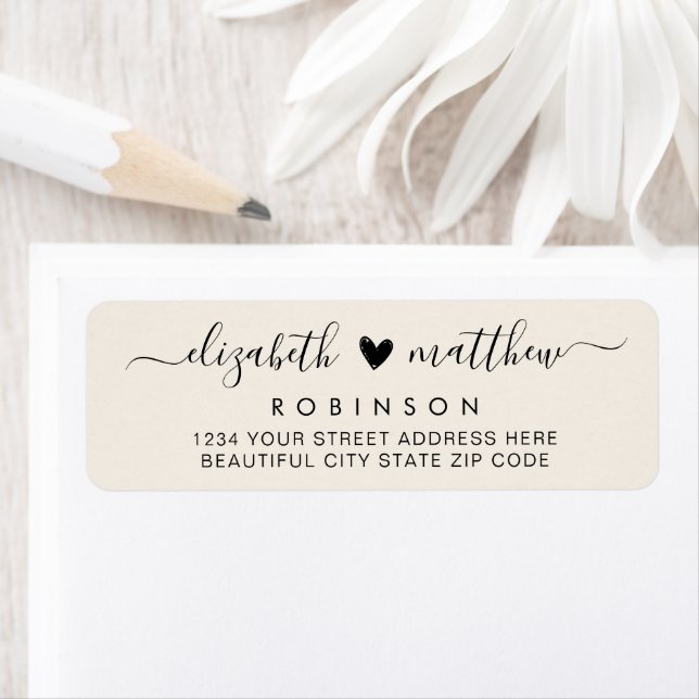 Elegante Script Ivory Wedding Rücksendeadresse (Insitu)