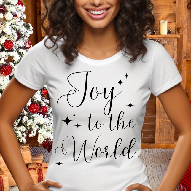 Elegante Script Joy to The World Frohe Weihnachten T-Shirt (Von Creator hochgeladen)