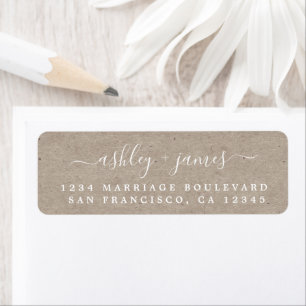 Elegante Script Kraft Paper Wedding Rücksendeadres