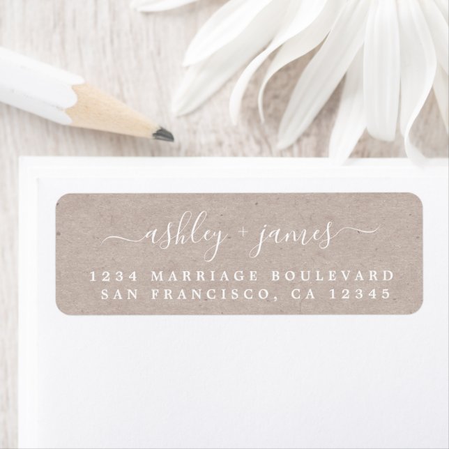 Elegante Script Kraft Paper Wedding Rücksendeadres (Insitu)