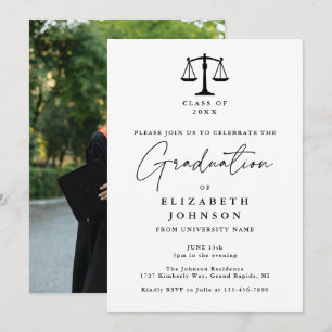 Elegante Script Law School Foto Graduation Party Einladung