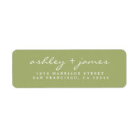 Elegante Script Leaf Green Wedding Rücksendeadress
