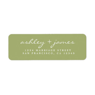 Elegante Script Leaf Green Wedding Rücksendeadress