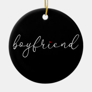 Elegante Script Liebe Heart Boyfriend Definition Keramik Ornament