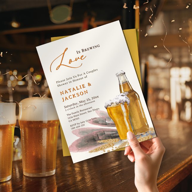 Elegante Script-Liebe ist Brewing Couples Shower Einladung (Elegant Script Love is Brewing Couples Shower Invitation)