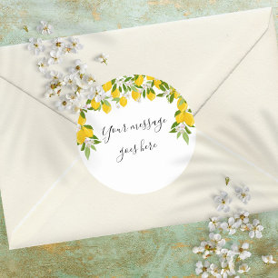 Elegante Script Message Lemons Blossom Grüne Runder Aufkleber