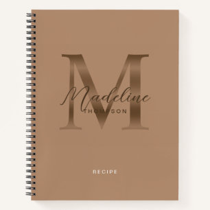 Elegante Script Metallische Taupe Gold Monogramm R Notizbuch