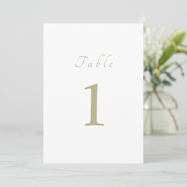 Elegante Script Minimal Beige Wedding Tischnummer (Von Creator hochgeladen)