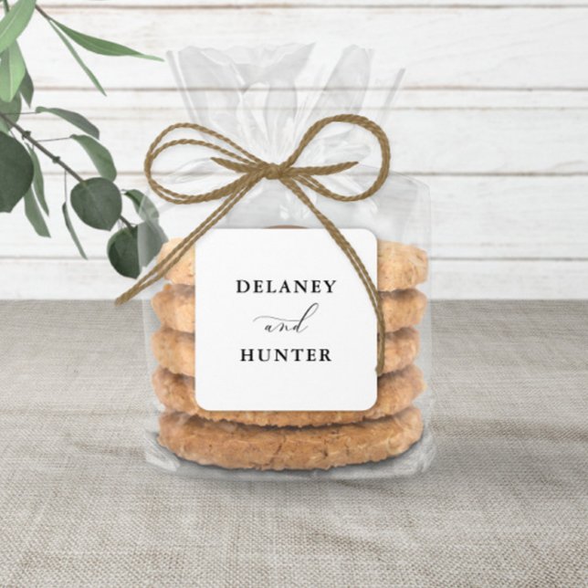 Elegante Script Minimalistisch Editable Wedding Quadratischer Aufkleber (Von Creator hochgeladen)